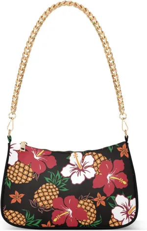 Clutch Shoulder Bags Tote Evening Purse Handbags for Women Hobo Bags Tropical Plant Flower Pineapple with Zipper Closure