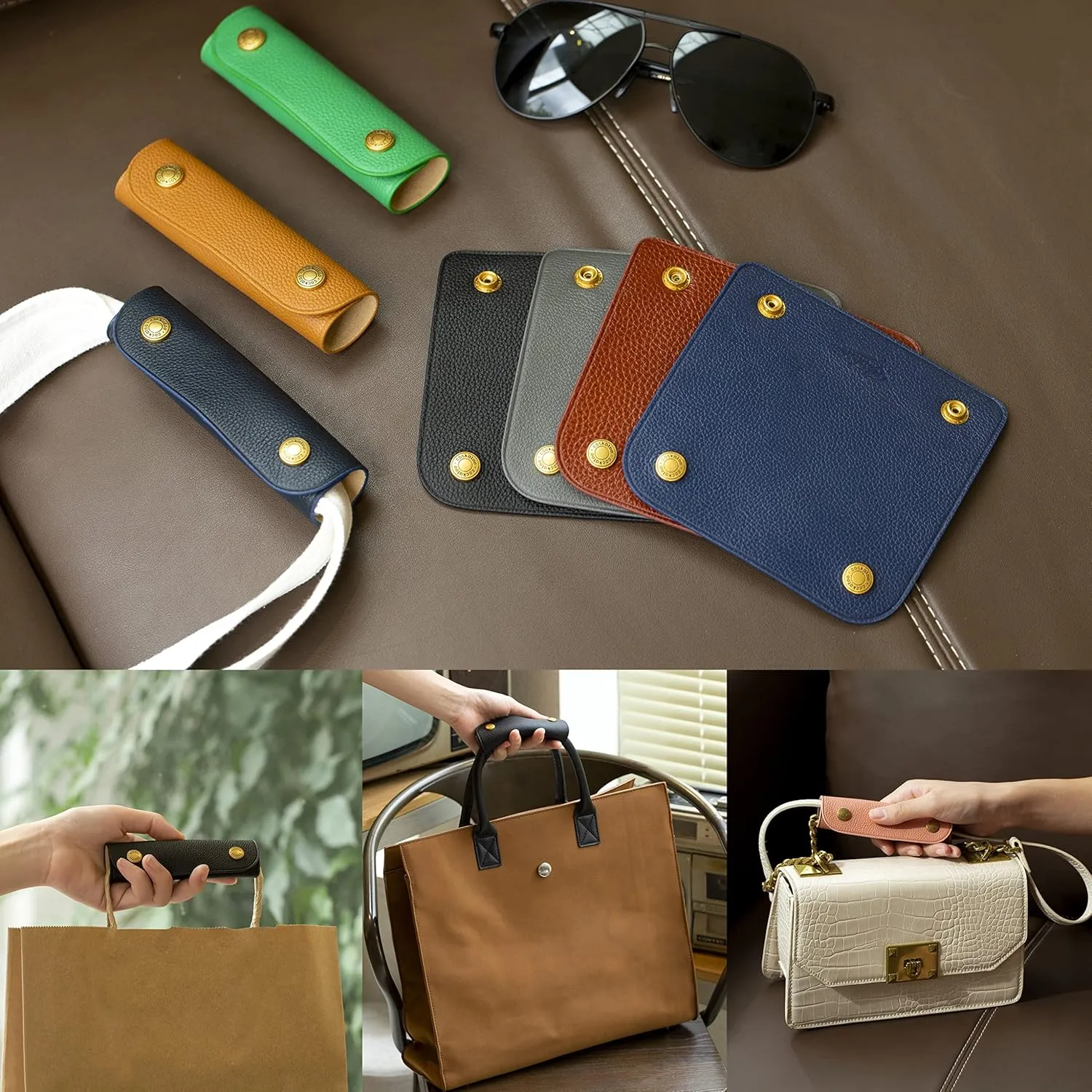 Cockatoo Handbag Handle Leather Wrap Covers, Purse Grip Strap Protector for Shopping Bag Travel Bag Suitcase Tote Bag Wallet Briefcase (Fuchsia)