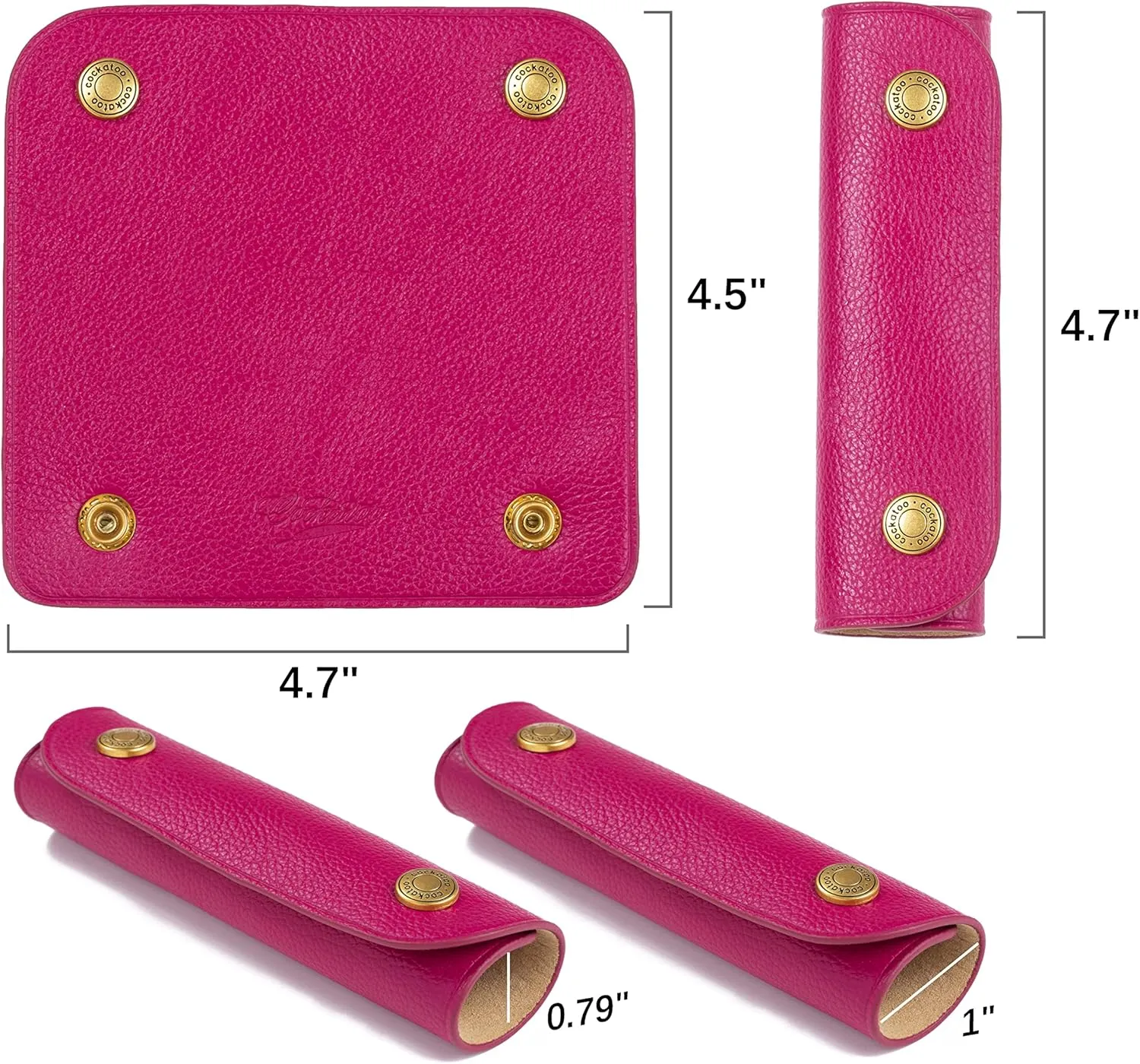 Cockatoo Handbag Handle Leather Wrap Covers, Purse Grip Strap Protector for Shopping Bag Travel Bag Suitcase Tote Bag Wallet Briefcase (Fuchsia)