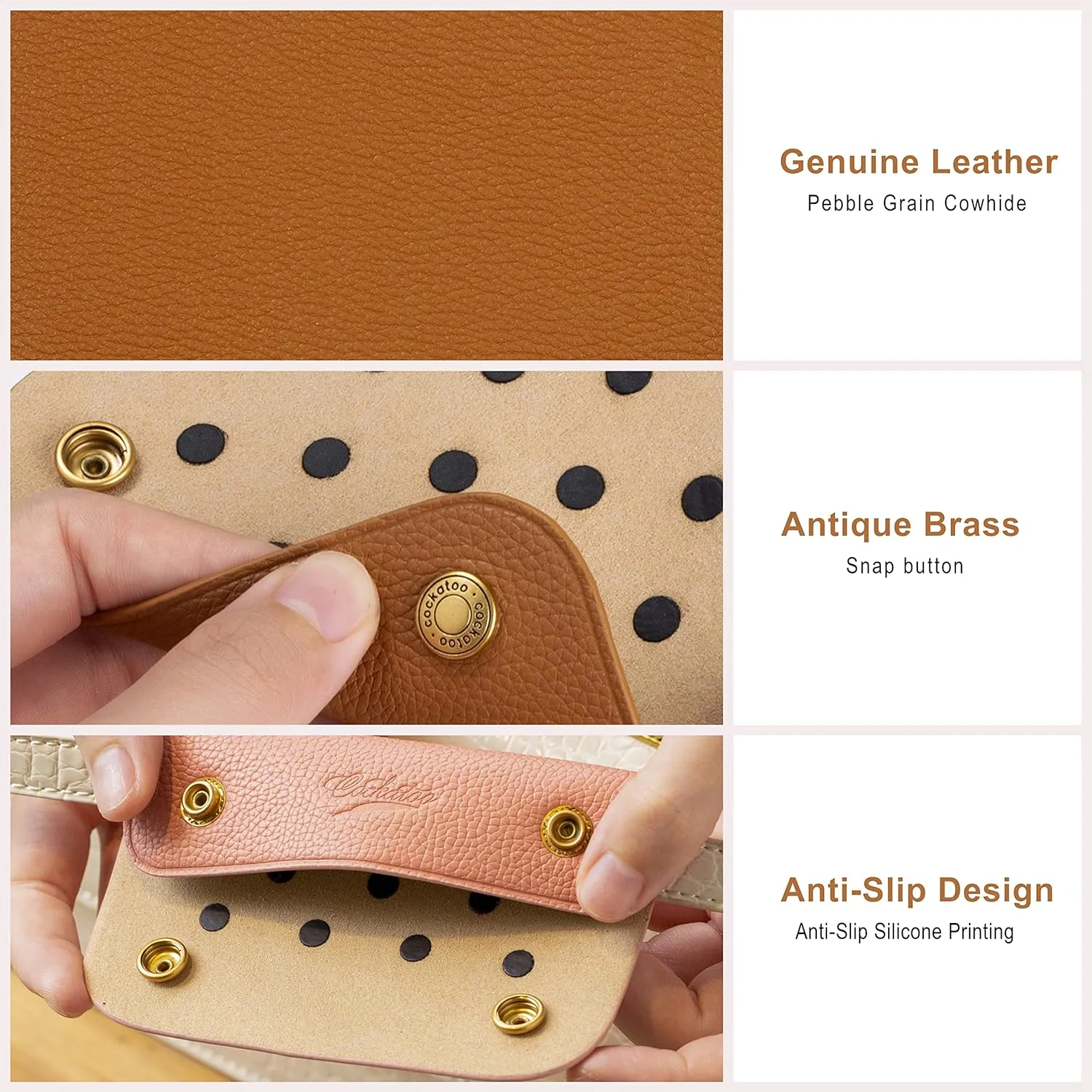 Cockatoo Handbag Handle Leather Wrap Covers, Purse Grip Strap Protector for Shopping Bag Travel Bag Suitcase Tote Bag Wallet Briefcase (Fuchsia)