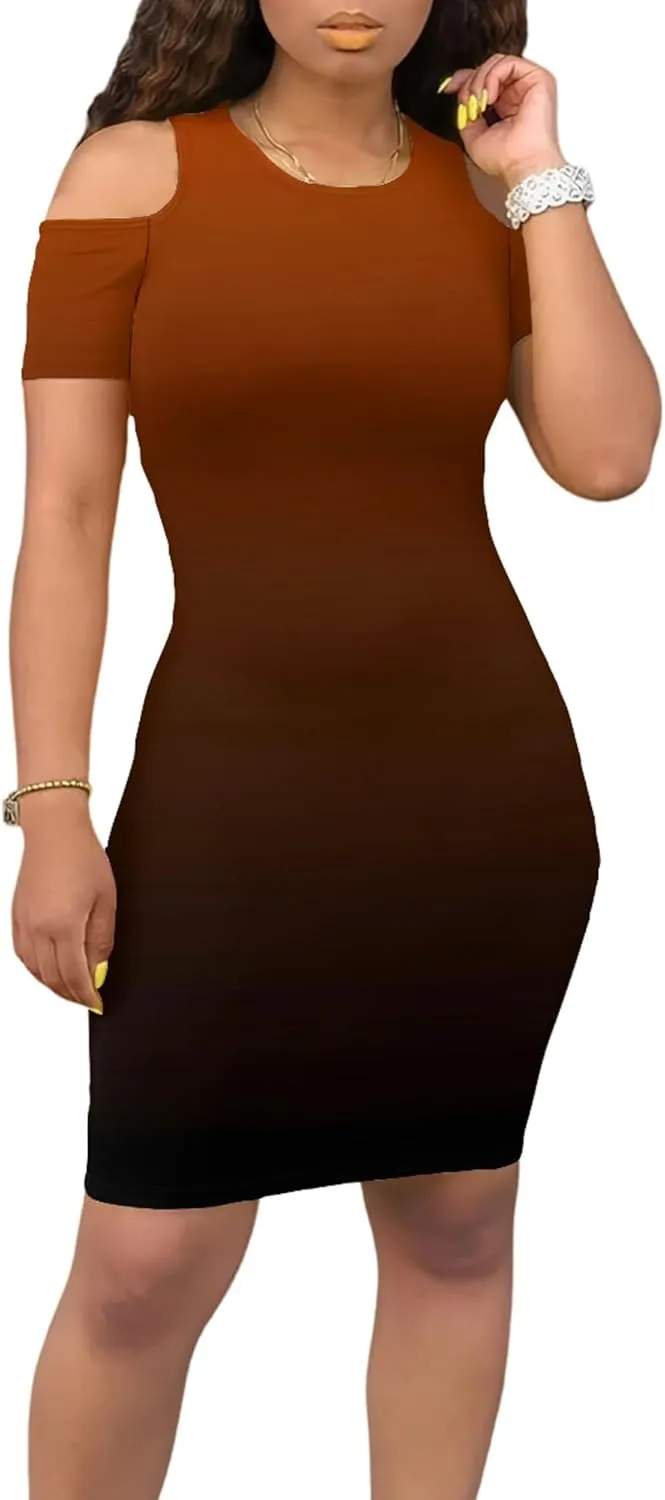 Cold Shoulder Dress for Women Plus Size Casual Summer Crewneck Short Sleeve Elegant Date Night Party Dress
