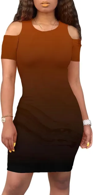 Cold Shoulder Dress for Women Plus Size Casual Summer Crewneck Short Sleeve Elegant Date Night Party Dress