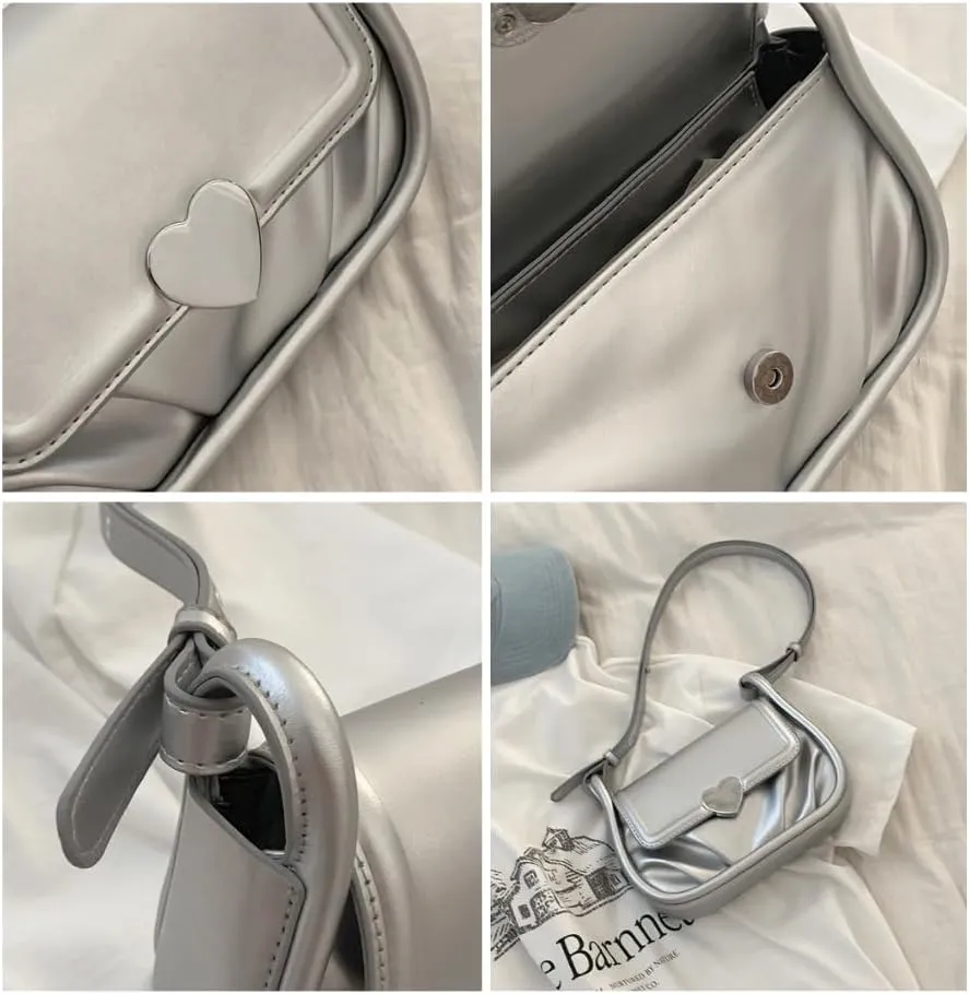 Coquette Leather Shoulder Purse Love Heart Crossbody Bags for Women Adjustable Strap Cute Y2k Stuff