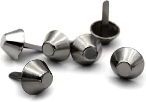 CRAFTMEMORE Cone Brads Purse Feet Handbag Flat Nailheads Spike Prong Studs Avail in Multiple Sizes 100 PCS (12 mm (≈1/2"), Gunmetal)