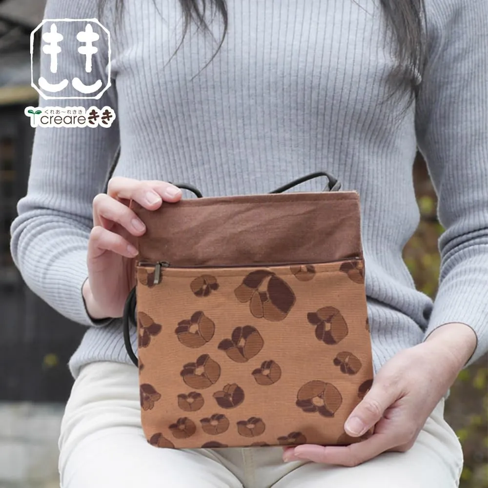 Crearekiki Made in Japan Shoulder Bag for Women Lightweight Persimmon Shibu Dyed 2 Zipper Pochette Birthday Present KS-111us
