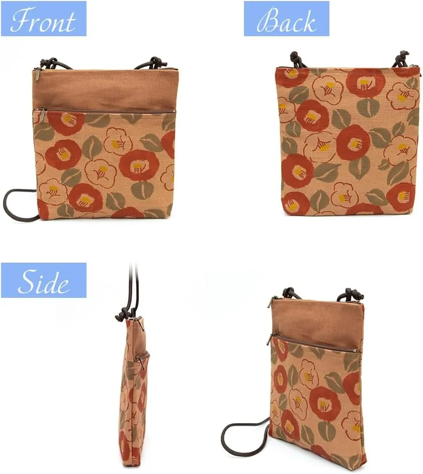 Crearekiki Made in Japan Shoulder Bag for Women Lightweight Persimmon Shibu Dyed 2 Zipper Pochette Birthday Present KS-111us