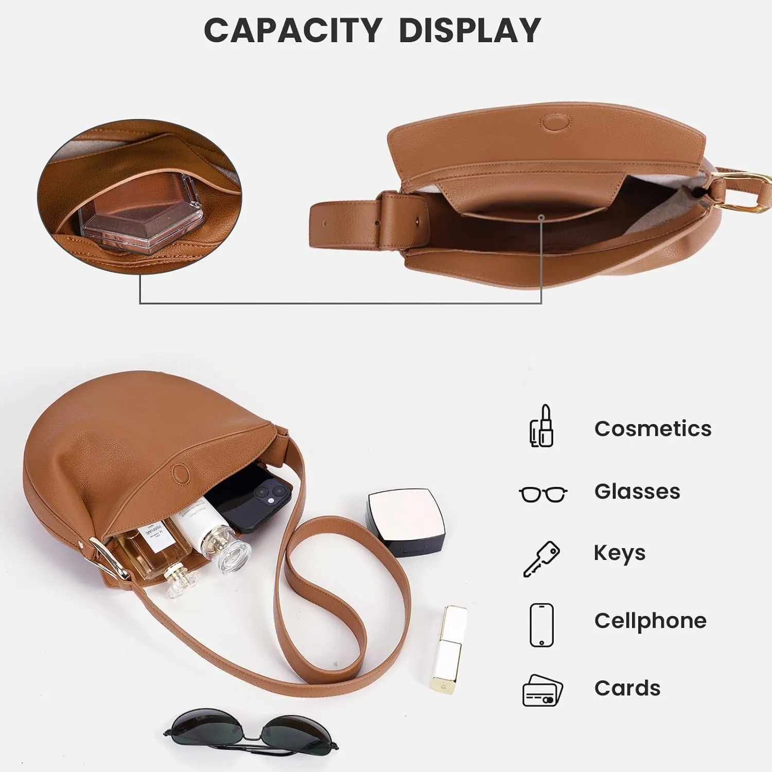 Crescent Crossbody Bags Dumpling PU Shoulder Bag Purses Small Trendy Designer Luxury Faux Leather Hobo Saddle Bag for Women