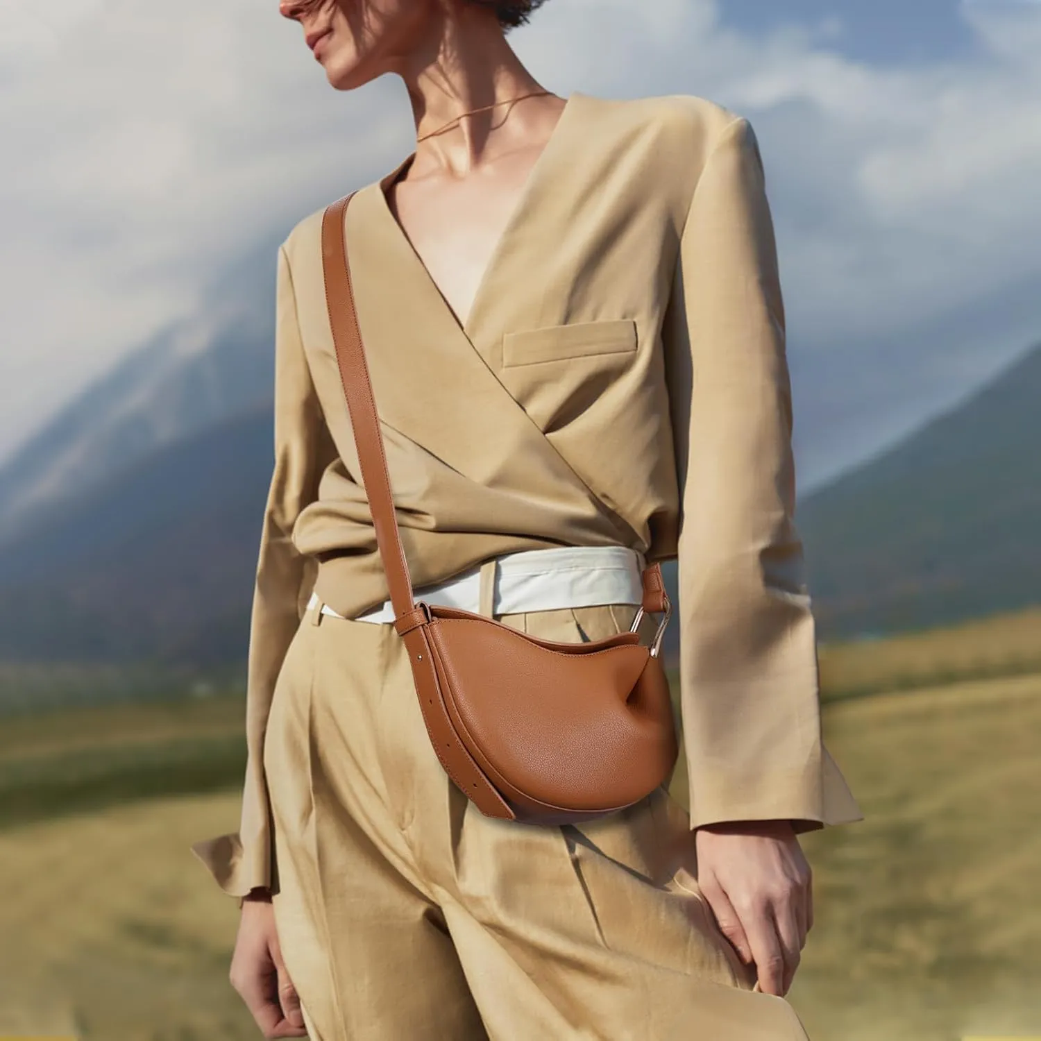 Crescent Crossbody Bags Dumpling PU Shoulder Bag Purses Small Trendy Designer Luxury Faux Leather Hobo Saddle Bag for Women