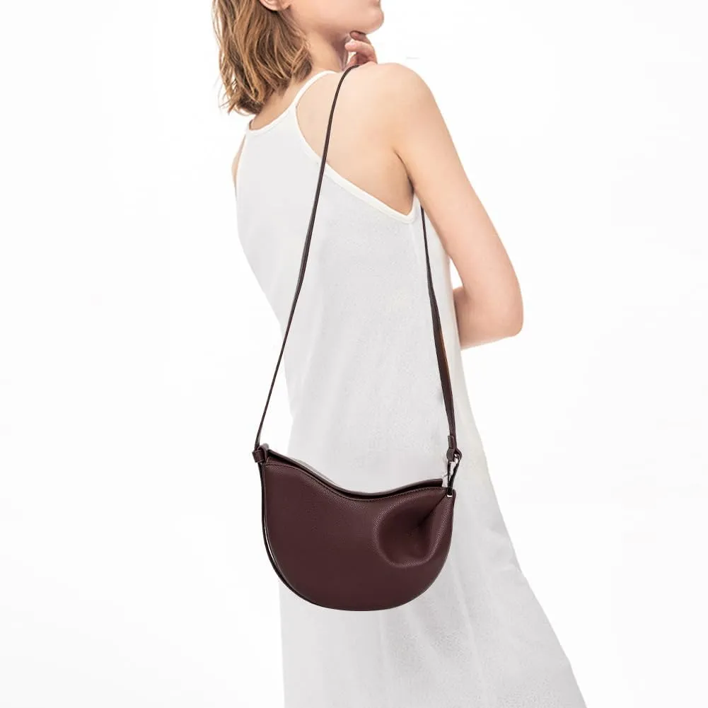 Crescent Crossbody Bags Dumpling PU Shoulder Bag Purses Small Trendy Designer Luxury Faux Leather Hobo Saddle Bag for Women