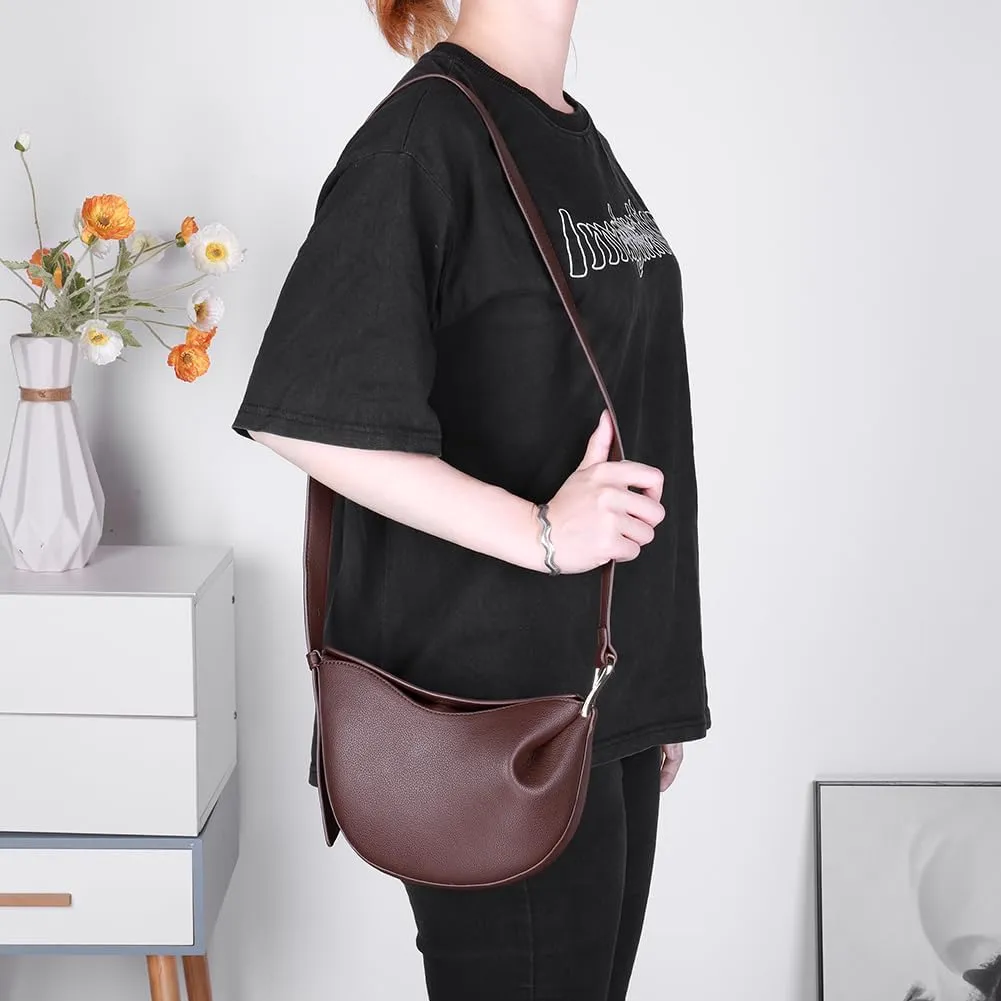 Crescent Crossbody Bags Dumpling PU Shoulder Bag Purses Small Trendy Designer Luxury Faux Leather Hobo Saddle Bag for Women