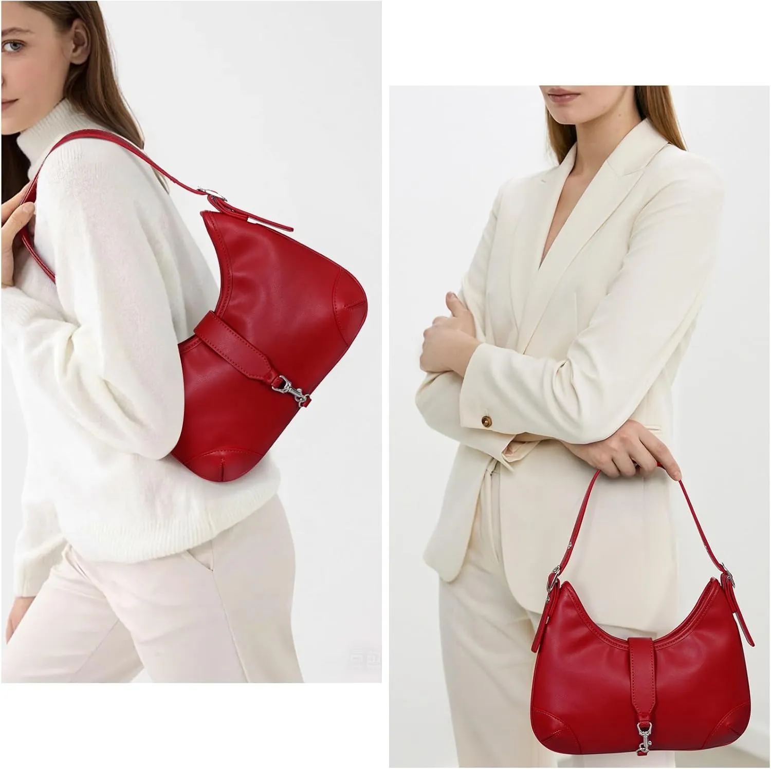Crescent Shoulder Bag Purses For Women Half Moon Faux Leather Handbag Designer Underarm Hobo Bag Soft Travel