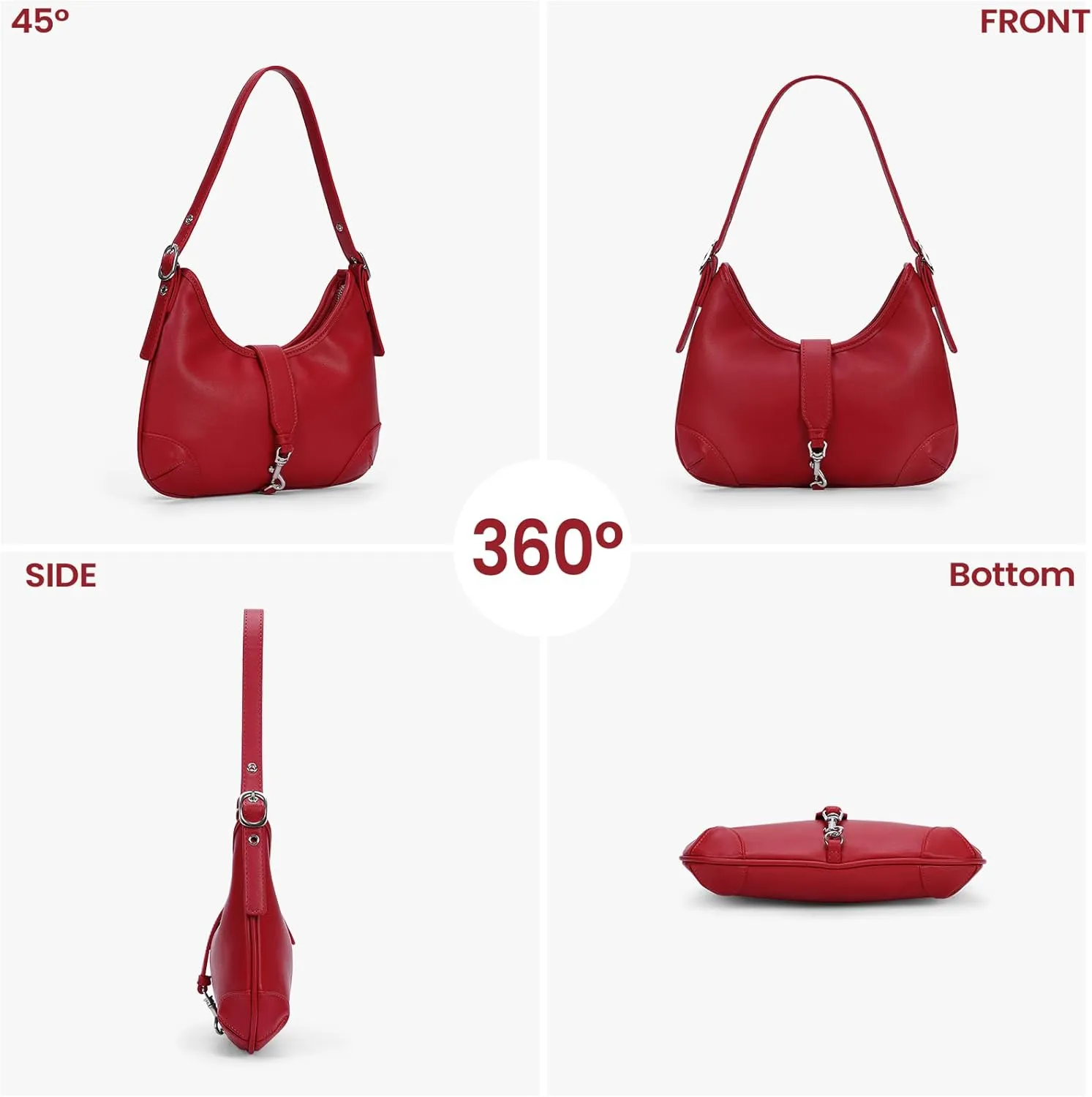 Crescent Shoulder Bag Purses For Women Half Moon Faux Leather Handbag Designer Underarm Hobo Bag Soft Travel