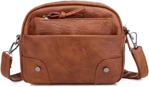 Crossbody Bags for Women PU Leather Shoulder Bag Multi-pocket Satchel Zipper Purse Ladies