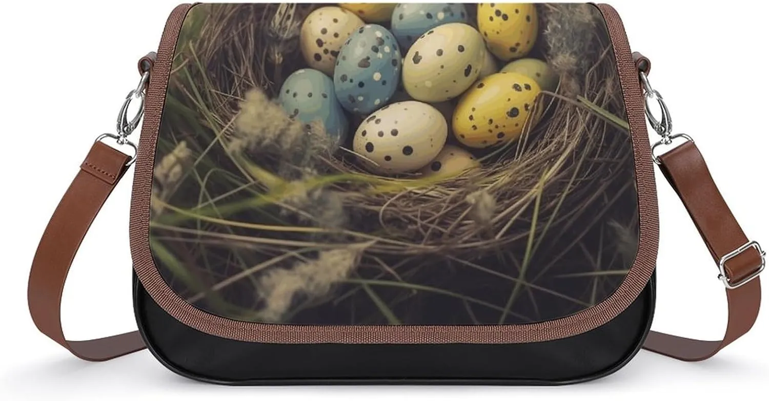 Crossbody Bags for Women Shoulder Bag Leather Handbag Eggs in Grass Nest Messenger Bag Office Work Bag