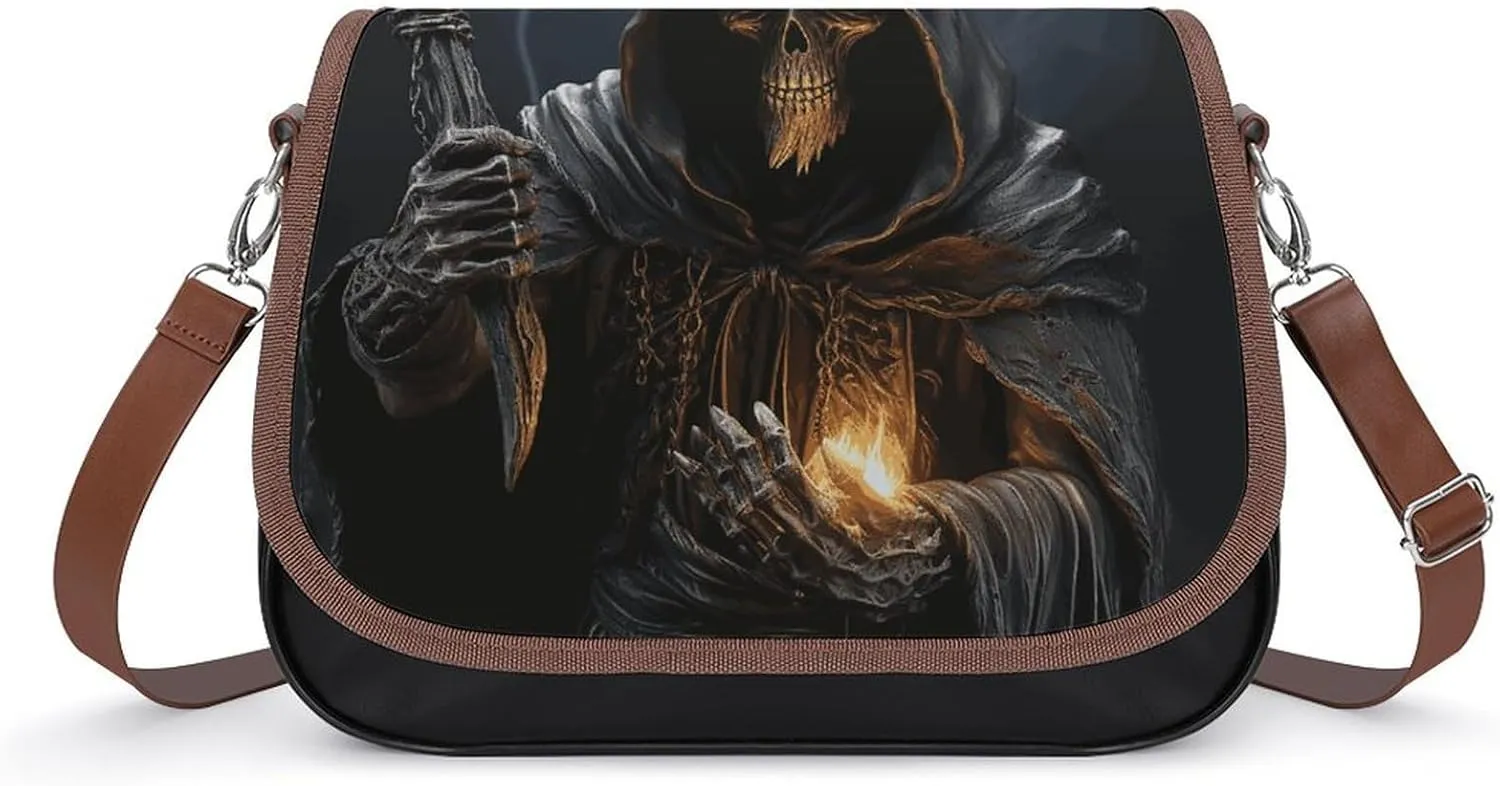 Crossbody Bags for Women Shoulder Bag Leather Handbag Grim-Reaper Messenger Bag Office Work Bags