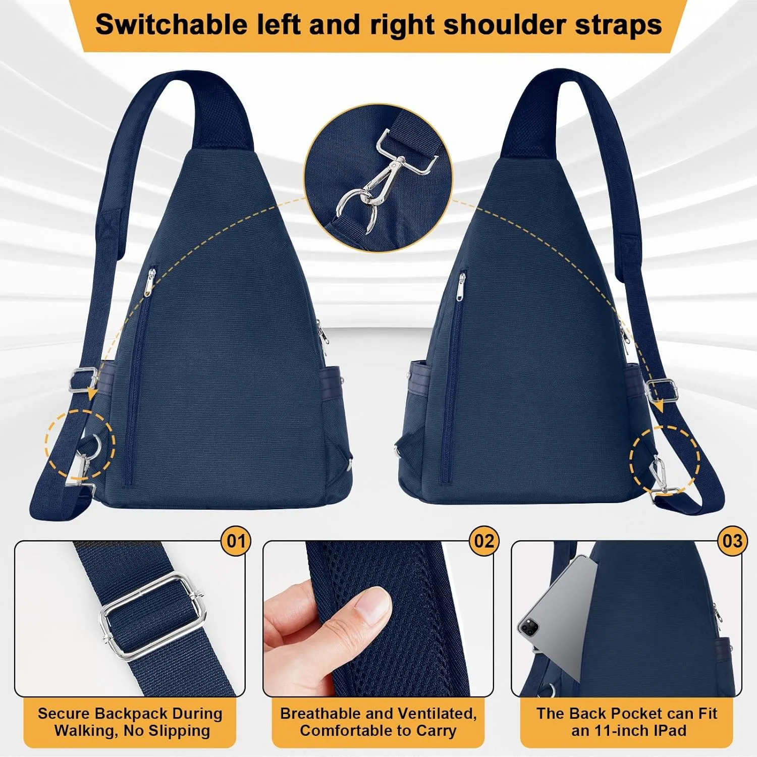 Crossbody Lunch Backpack, Double Deck Insulated Lunch Box for Men Women Adult, Leakproof Lunchbox with Side Pokets for iPad, Large Cooler Bag for Work Office Hiking Beach Picnic, Blue
