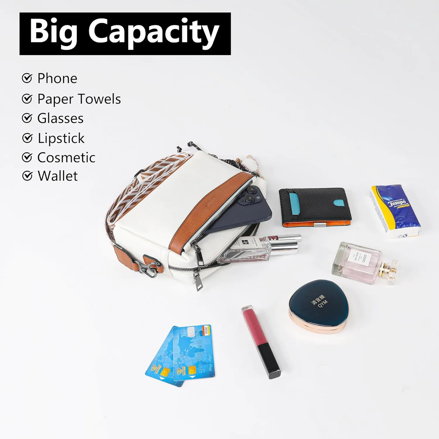 Crossbody Purses, Simple Fashion Crossbody with Removable Shoulder Strap, Multi-Pocket Crossbody Bags for Women