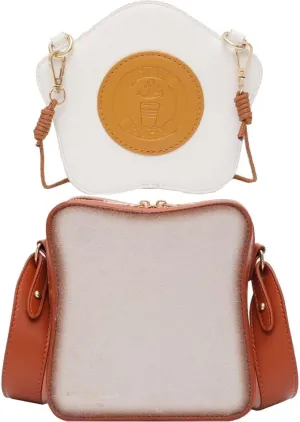 Cute Food Crossbody Bag Bread and Fried Egg Shoulder Bag Portable Small Pouch Fashion Phone Bag for Women Daily Matchiing