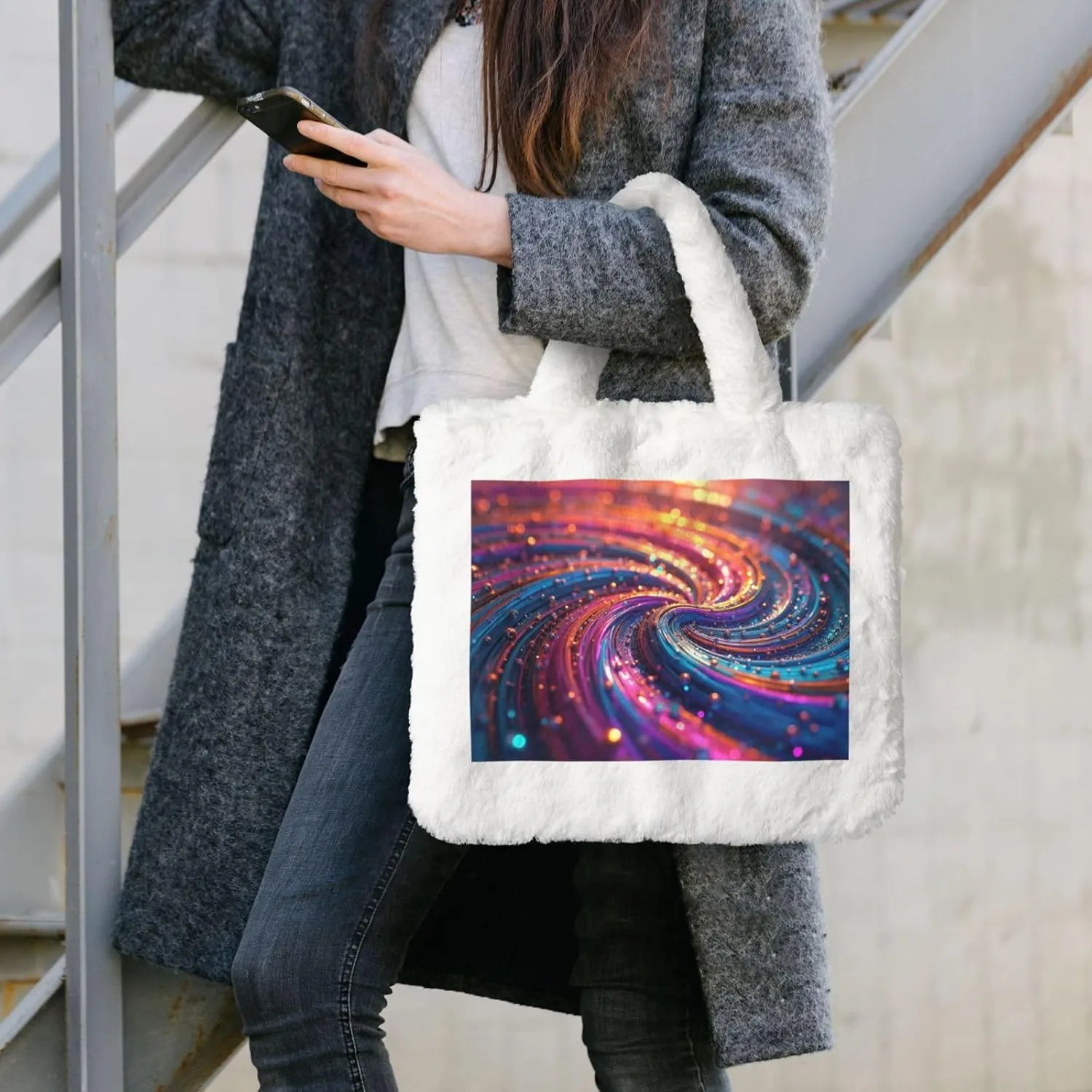 Cute Fuzzy Purse Fluffy Shoulder Bag Plush Furry Tote Bag Aesthetic Purse