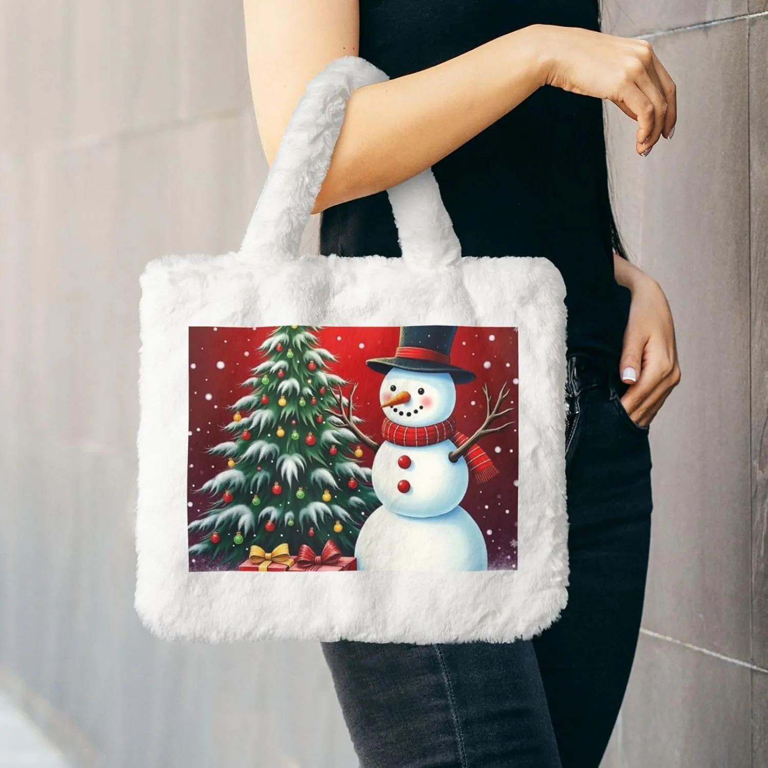 Cute Fuzzy Purse Fluffy Shoulder Bag Plush Furry Tote Bag Aesthetic Purse