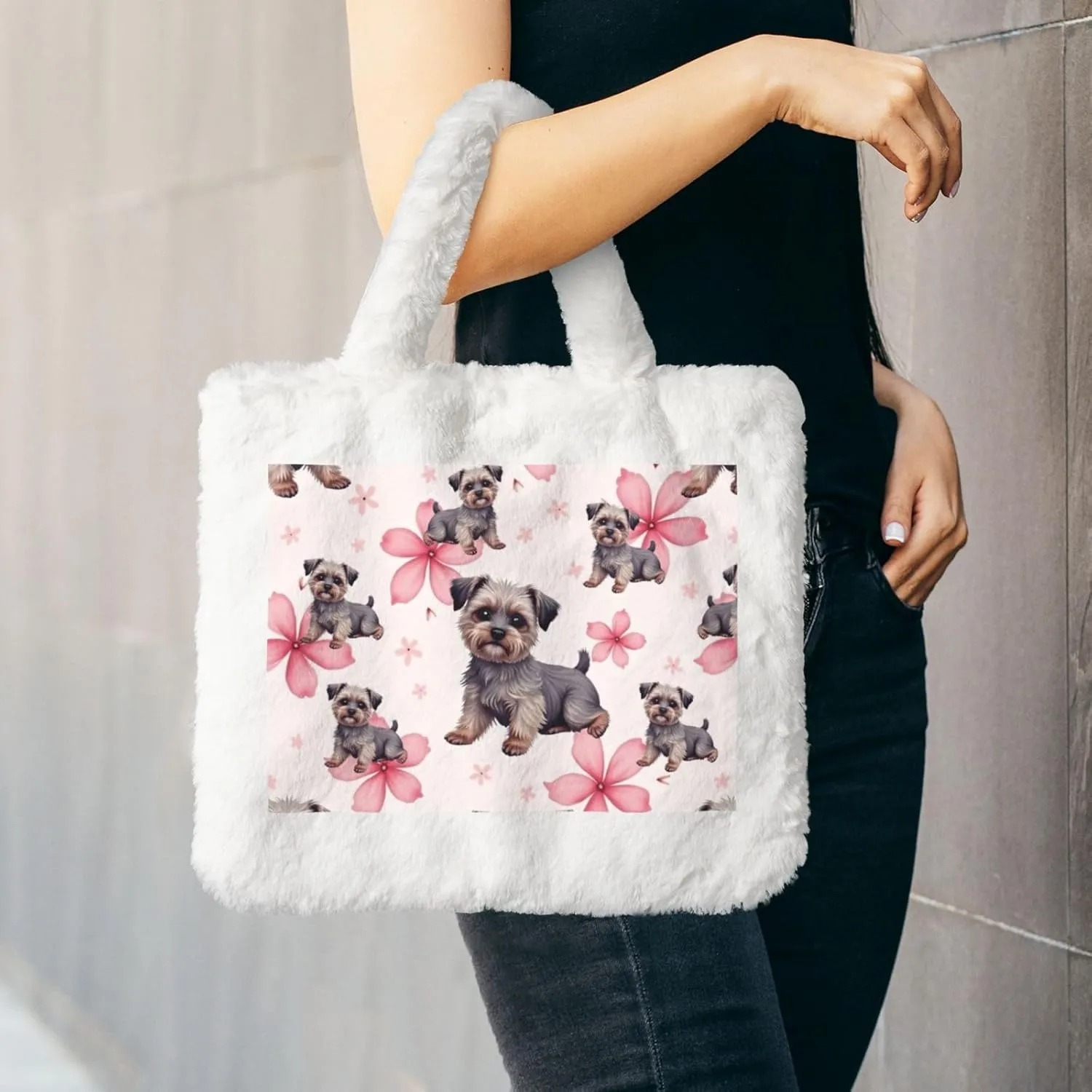 Cute Fuzzy Purse Fluffy Shoulder Bag Plush Furry Tote Bag Aesthetic Purse