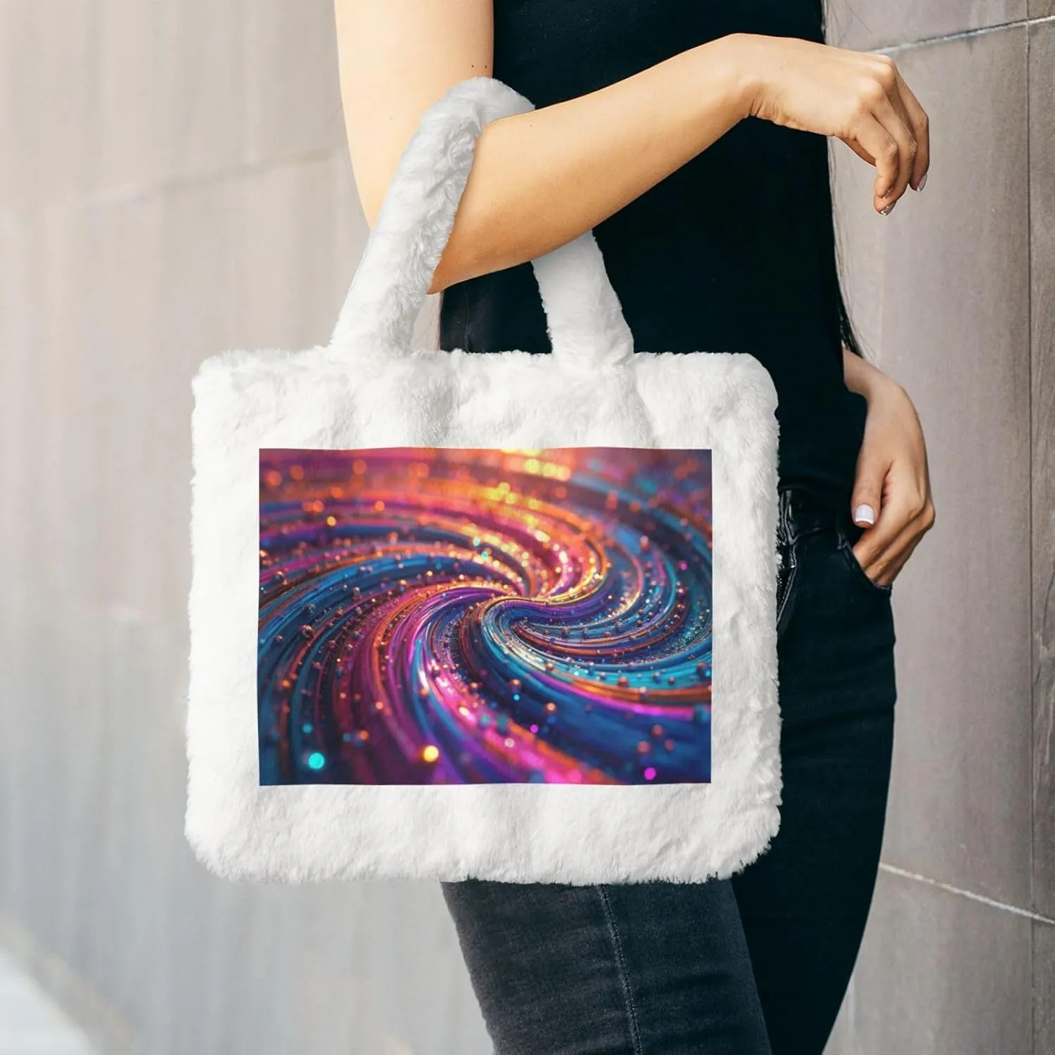 Cute Fuzzy Purse Fluffy Shoulder Bag Plush Furry Tote Bag Aesthetic Purse