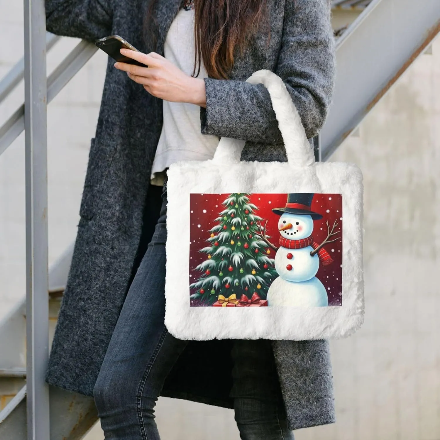 Cute Fuzzy Purse Fluffy Shoulder Bag Plush Furry Tote Bag Aesthetic Purse