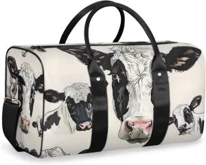 Cute Milk Cow Travel Duffle Bag for Women Men Gym Duffel Foldable Bag Waterproof Weekender Farmhouse Rustic Duffle Tote