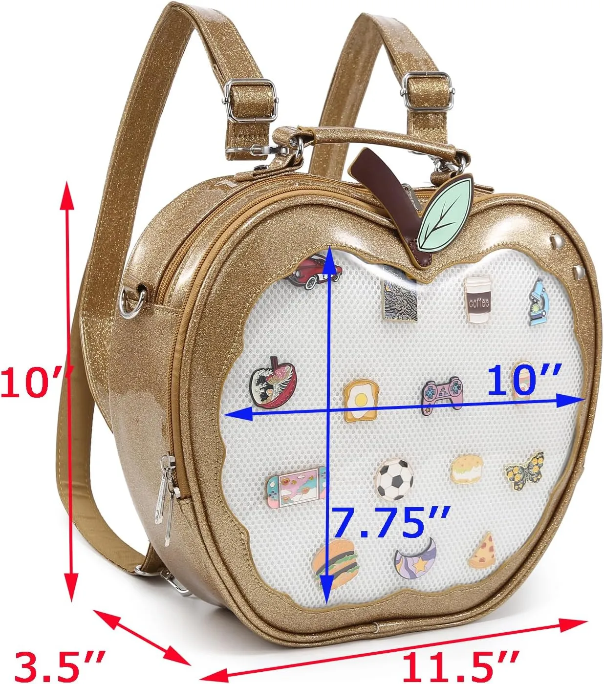 Cute Red Apple Ita Bag Kawaii Pin Display Purse Backpack Crossbody Shoulder Bag