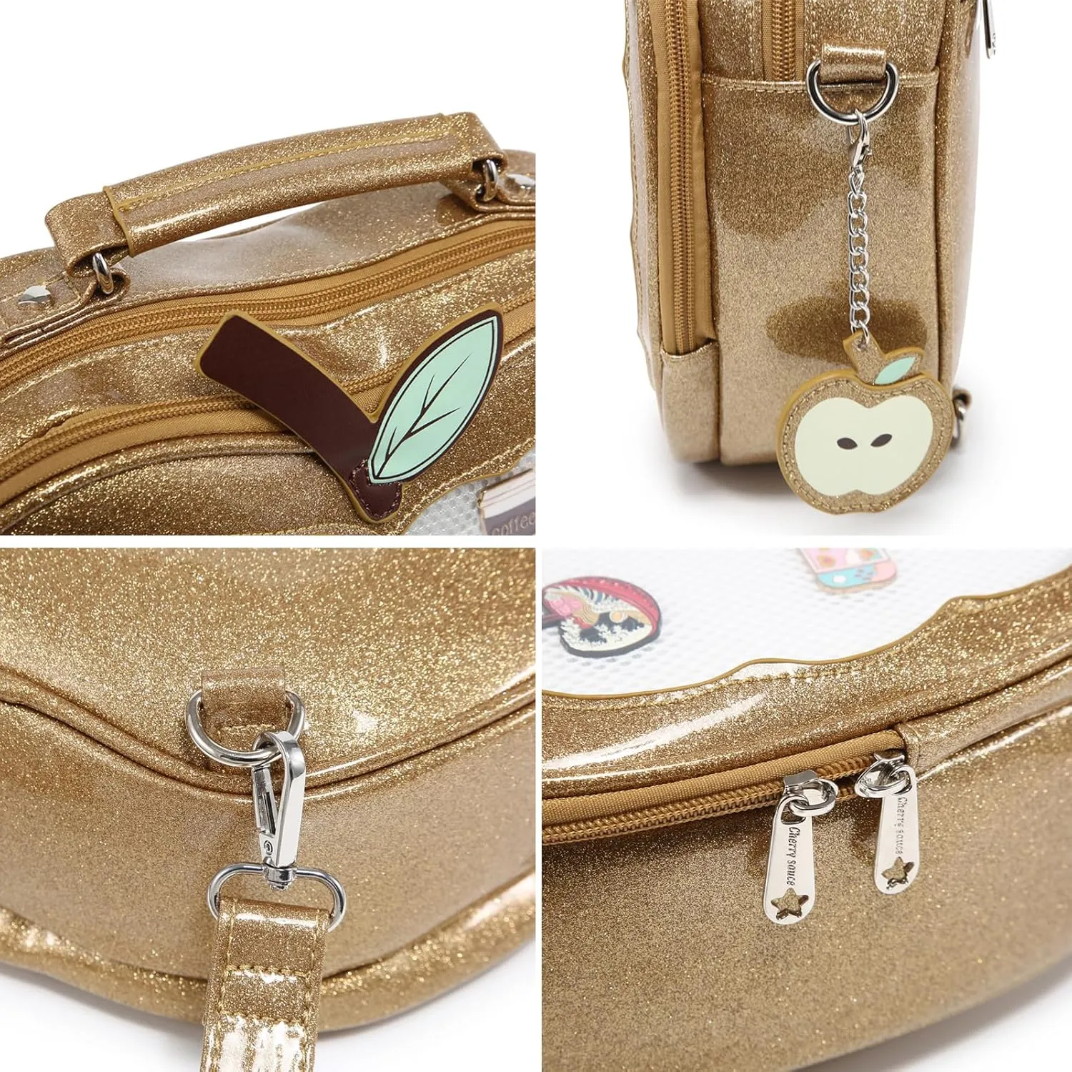 Cute Red Apple Ita Bag Kawaii Pin Display Purse Backpack Crossbody Shoulder Bag