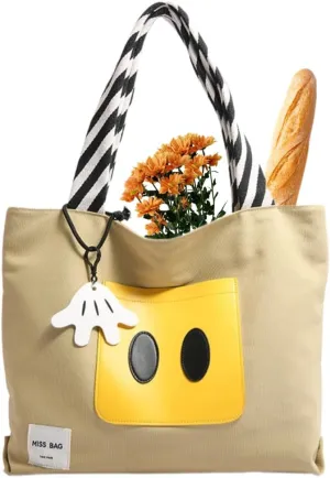 Cute Tote Bag Canvas for Lunch&Grocery Resuable Bag Shopper Handbag Shoulder Bag Travel Trip Work Shopping Gift