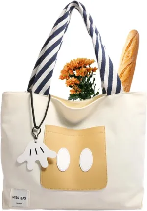 Cute Tote Bag Canvas for Lunch&Grocery Resuable Bag Shopper Handbag Shoulder Bag Travel Trip Work Shopping Gift