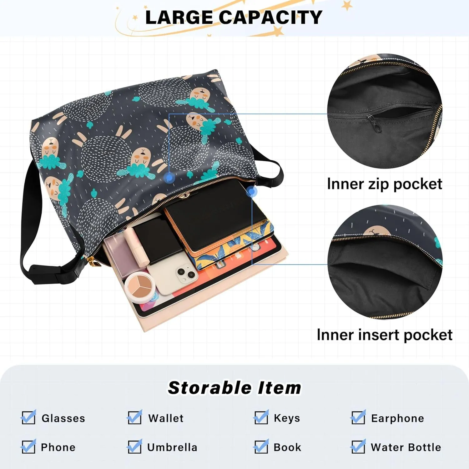 Cute Unicorns Diamonds Pink Women Leather Handbags Hobo Large Purse Crossbody Animal Print Simple Shoulder Bag