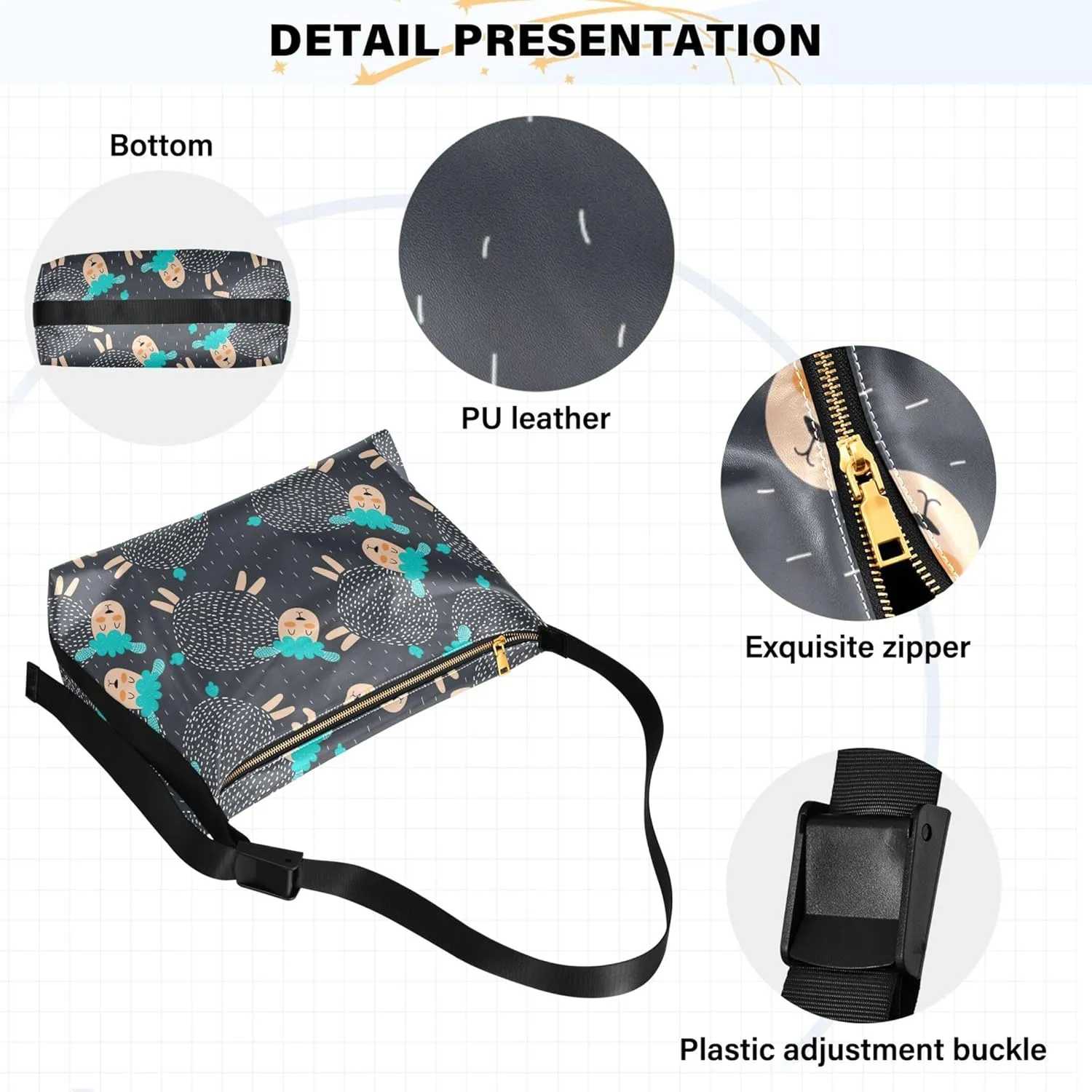 Cute Unicorns Diamonds Pink Women Leather Handbags Hobo Large Purse Crossbody Animal Print Simple Shoulder Bag