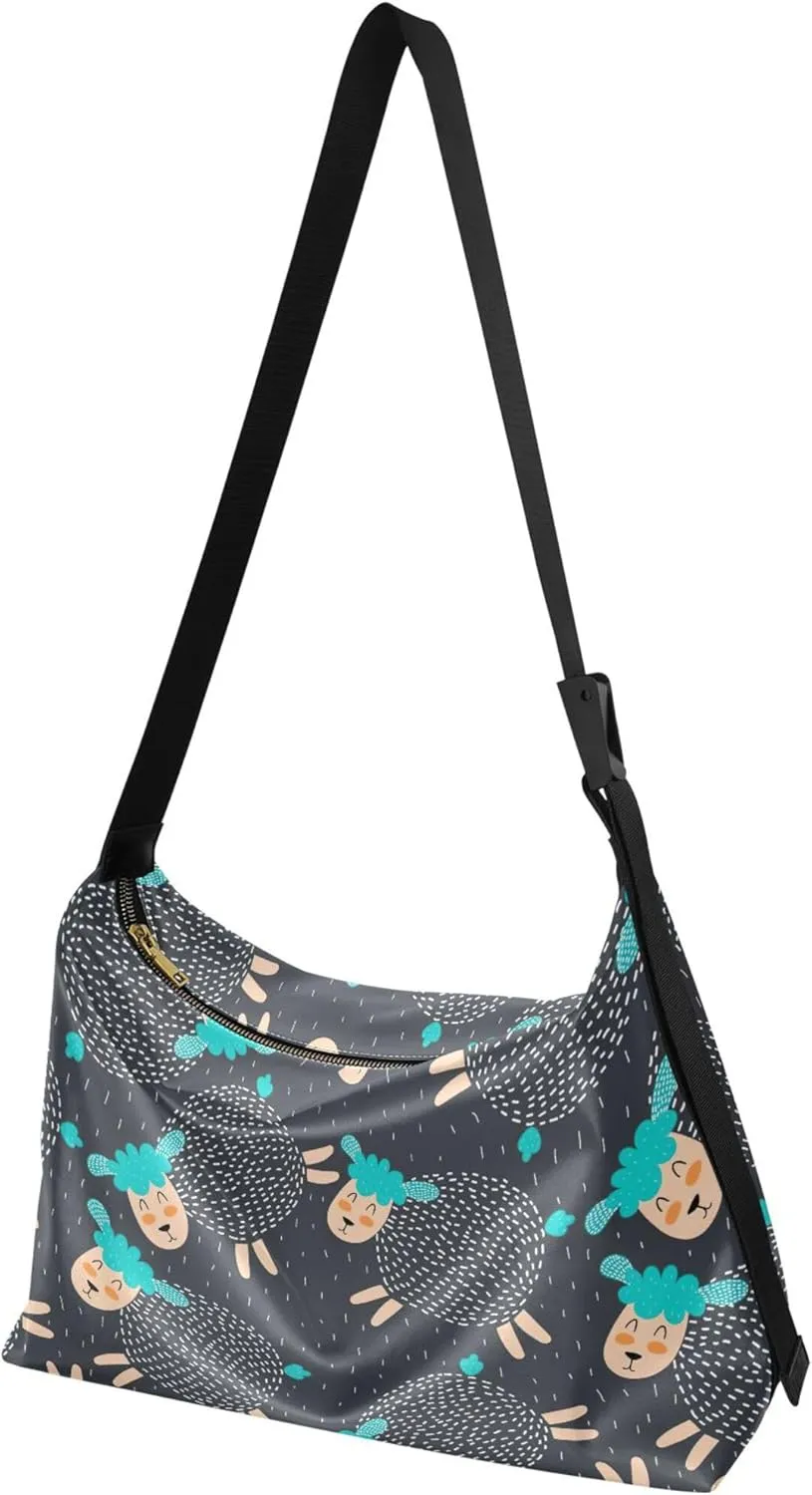 Cute Unicorns Diamonds Pink Women Leather Handbags Hobo Large Purse Crossbody Animal Print Simple Shoulder Bag