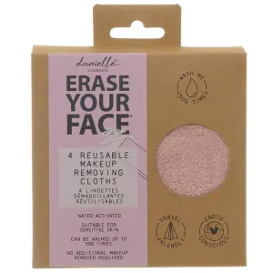 Danielle Creations Erase Your Face Reusable Makeup Removing Round Cloths For Sensitive Skin - 4 Pack
