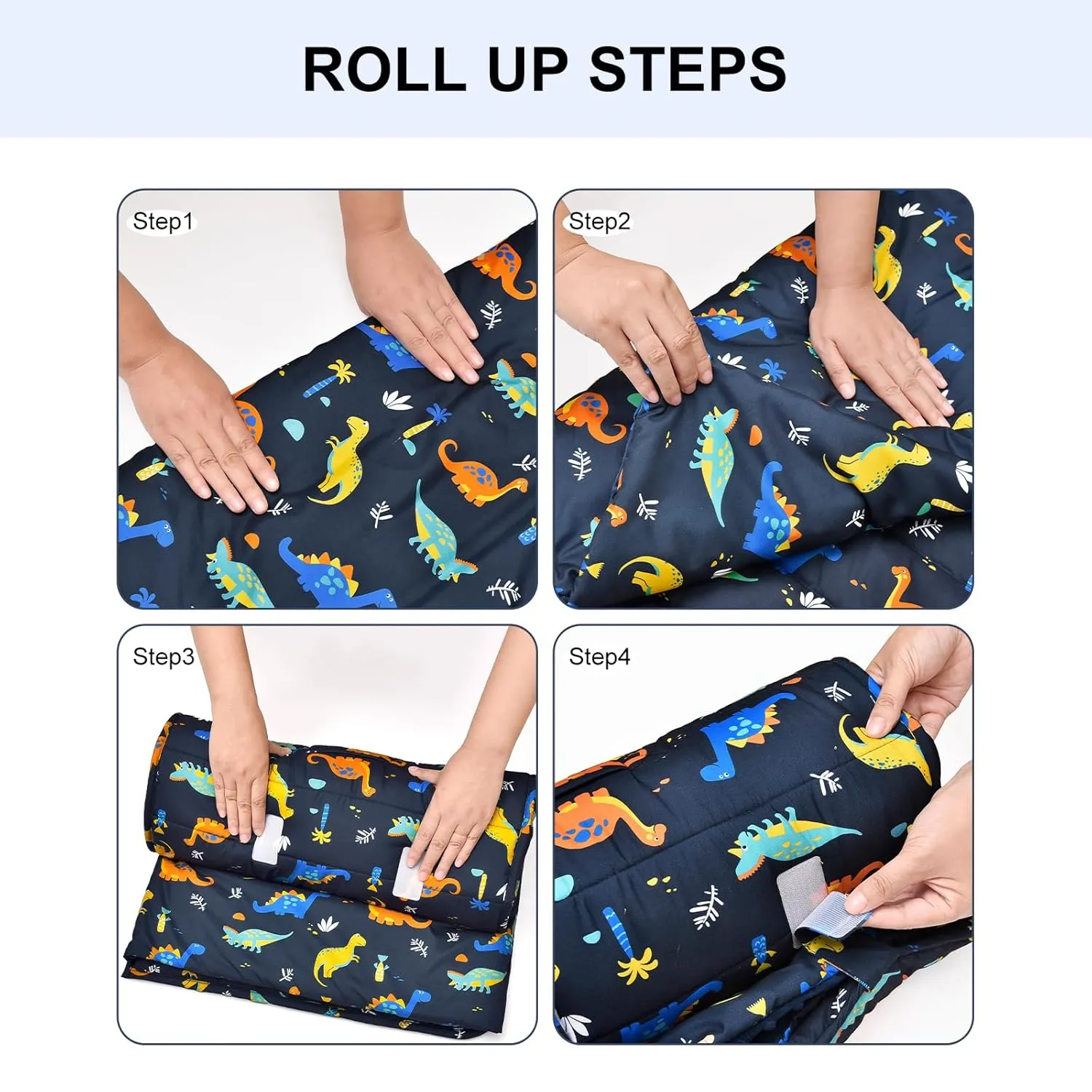 david's kids Toddler Nap Mat with Removable Pillow and Minky Fleece Blanket, Ultra Soft Slumber Bags for Boys, Perfect for Preschool, Daycare, Kids Sleeping Bags with Rollup Design, 50"x20", Dinosaur