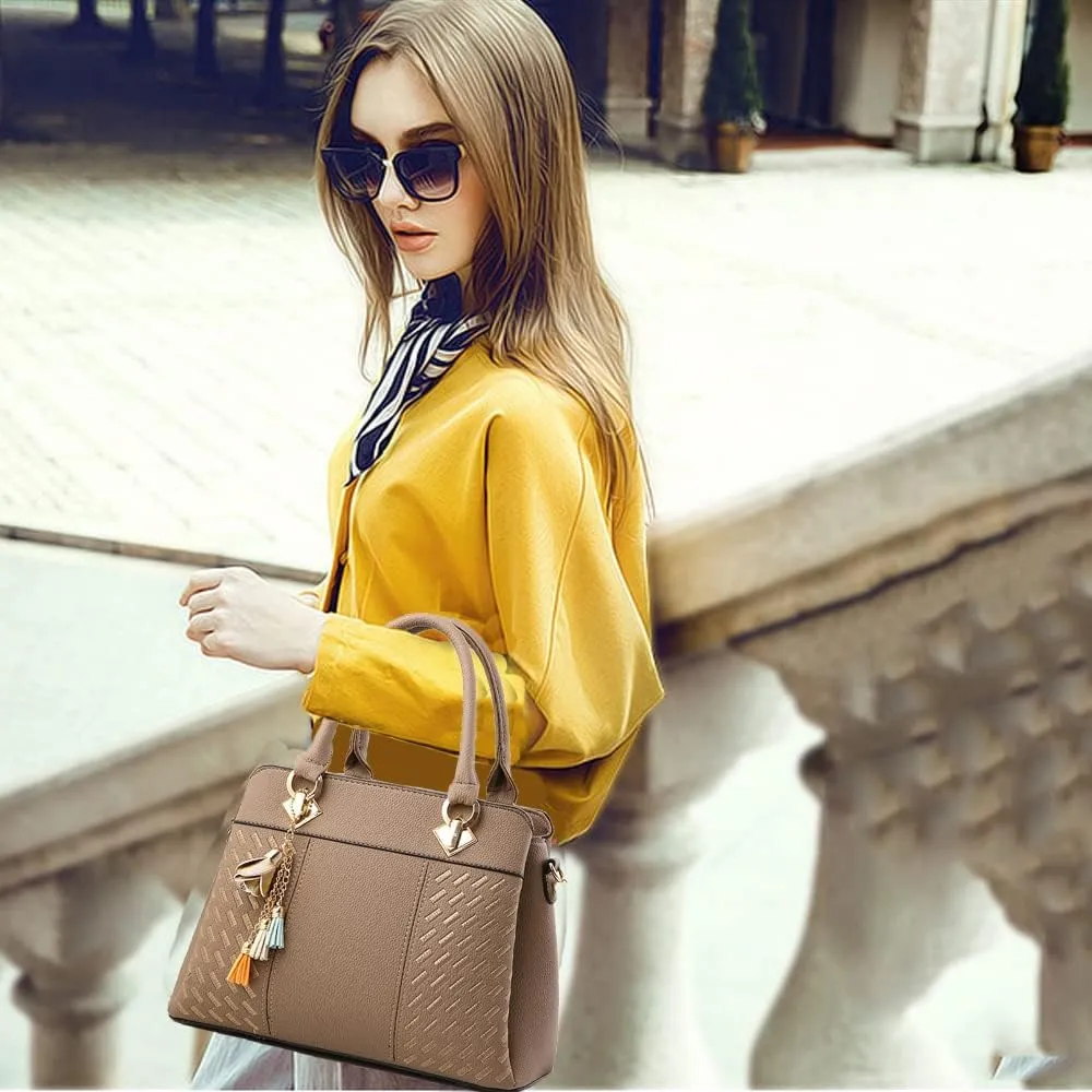 Dayfine Handbags for Women Top Handle Purse Faux Leather Satchel Bags Stylish Tote Bags Shoulder Crossbody Bag Ladies Handbag