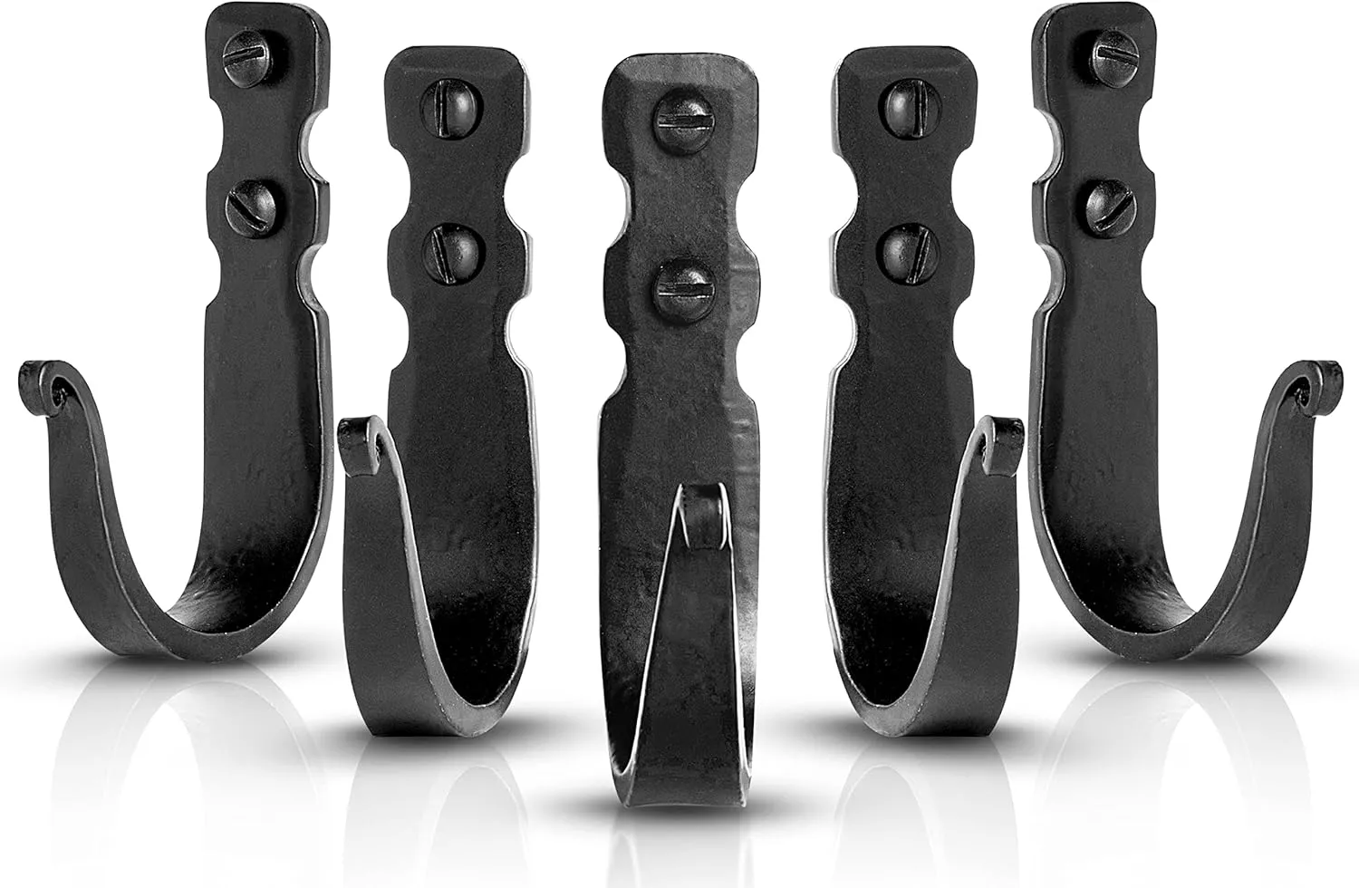Decorative Hooks for Wall - Wall Hooks for Hanging Coats, Hats & Bags, Versatile Towel Hooks for Bathrooms or Kitchen - Wrought Iron Hanging Hooks - Pack of 5, Black - 3.3 x 2 x 0.8 Inches