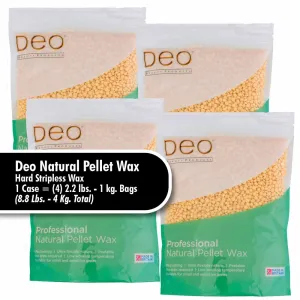Deo Professional Natural Pellet Wax Beads - Hard Stripless Wax / 1 Case = (4) 2.2 lbs. - 1 kg. Bags = 8.8 Lbs. - 4 Kg.