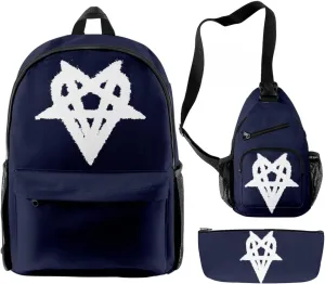 Destroy Lonely Backpack Three-piece Sets Casual Oxford Cloth Travel Bag Unisex Stylish Shoulder Bags (YM8997A06,One size)