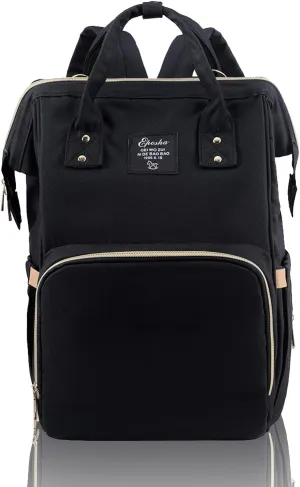 Diaper Bag Backpack Multifunction Large Bags with Changing Pad & Stroller Straps Pacifier Case Unisex(Black)