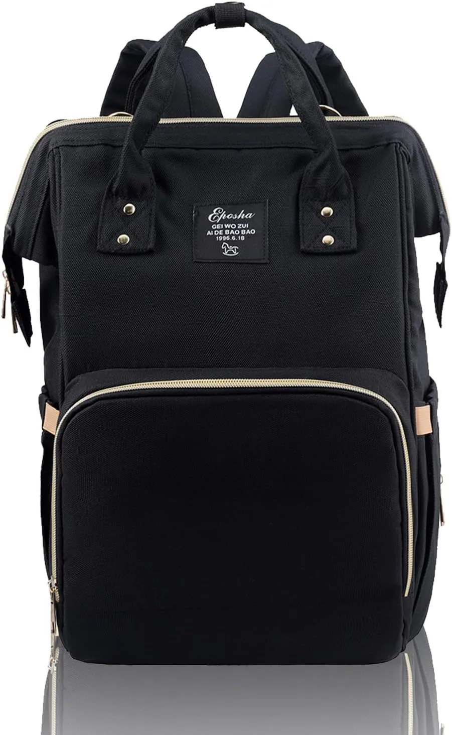 Diaper Bag Backpack Multifunction Large Bags with Changing Pad & Stroller Straps Pacifier Case Unisex(Black)