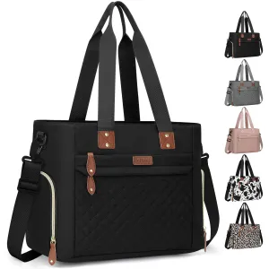 Diaper Bag Tote for Working Mom, Large Travel Diaper Tote for Mom and Dad with 15 Inch Laptop Sleeve, Mommy Maternity Travel Baby Bag for Boys and Girls, Black
