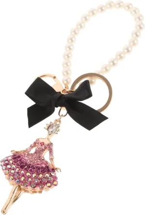 Didiseaon Keychains Women Ballet Keyring Dance Keychains for Teen Girls Handbag Hanging Rhinestone Pendant