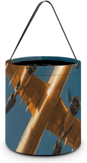 [Dimensions: 7.9W X 8.3L X 7.1Handle Inches]Halloween Tote Golden Daylight Aircraft Printed Candy Bags - Reusable for Parties & Gifts
