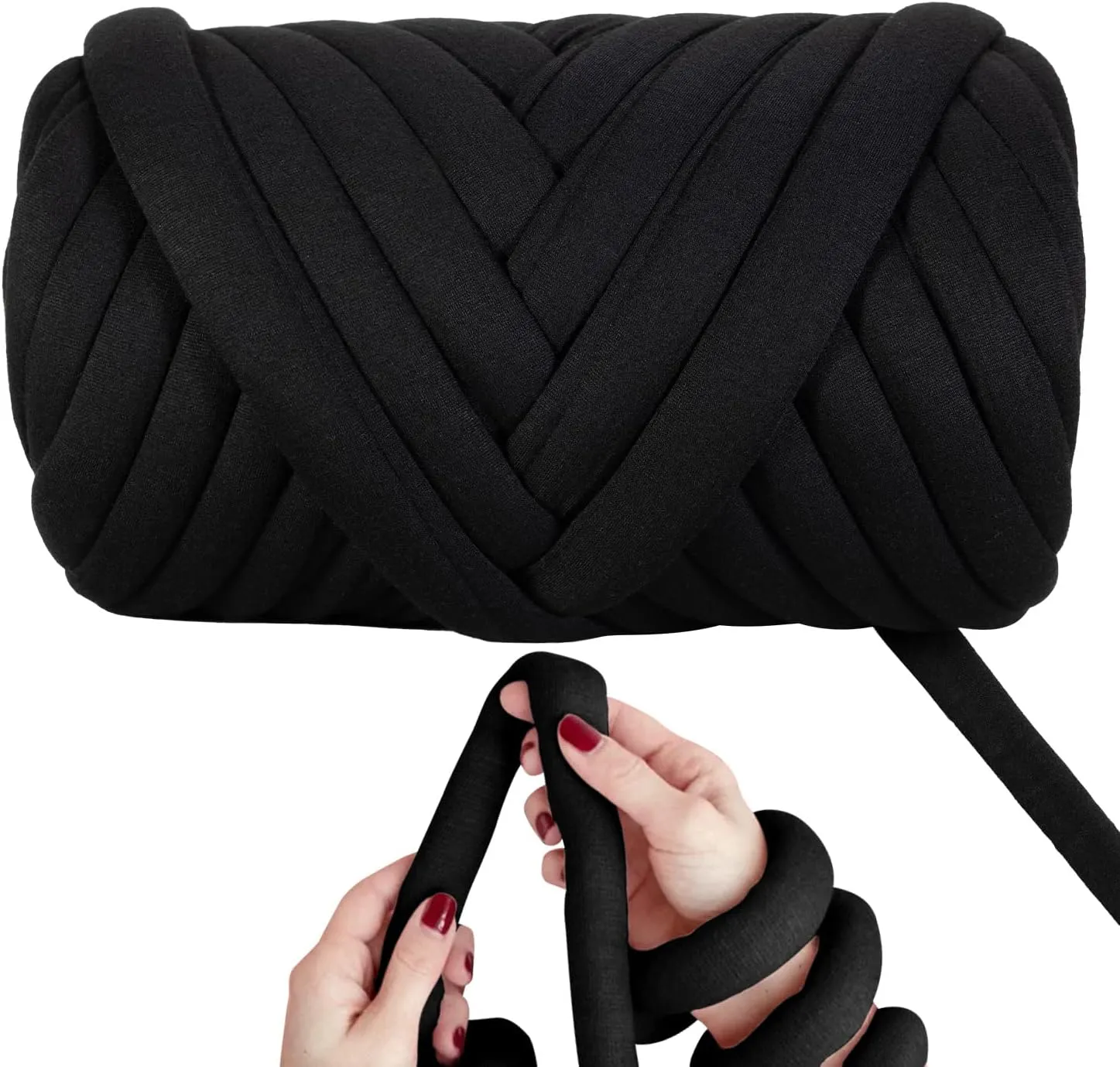 DIY, 2.2 LBS of Soft Polyester Bulky Yarn for Hand Knitting Blanket, Pillow, Handbag, Black, 41.5 Yards, Arm Knitting Yarn for Chunky Braided Knot Throw Blanket, Weave Craft Crochet