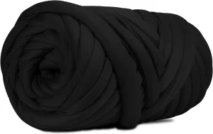 DIY, 2.2 LBS of Soft Polyester Bulky Yarn for Hand Knitting Blanket, Pillow, Handbag, Black, 41.5 Yards, Arm Knitting Yarn for Chunky Braided Knot Throw Blanket, Weave Craft Crochet