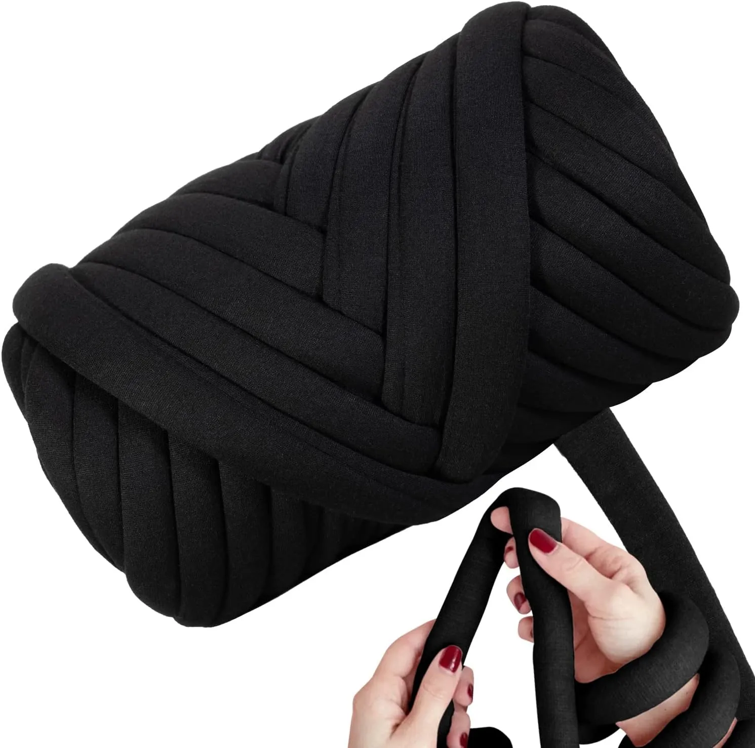 DIY, 2.2 LBS of Soft Polyester Bulky Yarn for Hand Knitting Blanket, Pillow, Handbag, Black, 41.5 Yards, Arm Knitting Yarn for Chunky Braided Knot Throw Blanket, Weave Craft Crochet