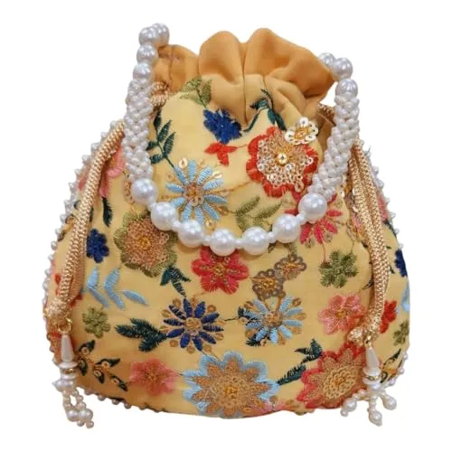 DMS RETAIL Potli Bags For Wedding Return Gifts For Women In Bulk, Ladies Return Gifts For Pooja Birthday Kitty Party Shagun Mehndi Sangeet Pack of (Pack of 5)